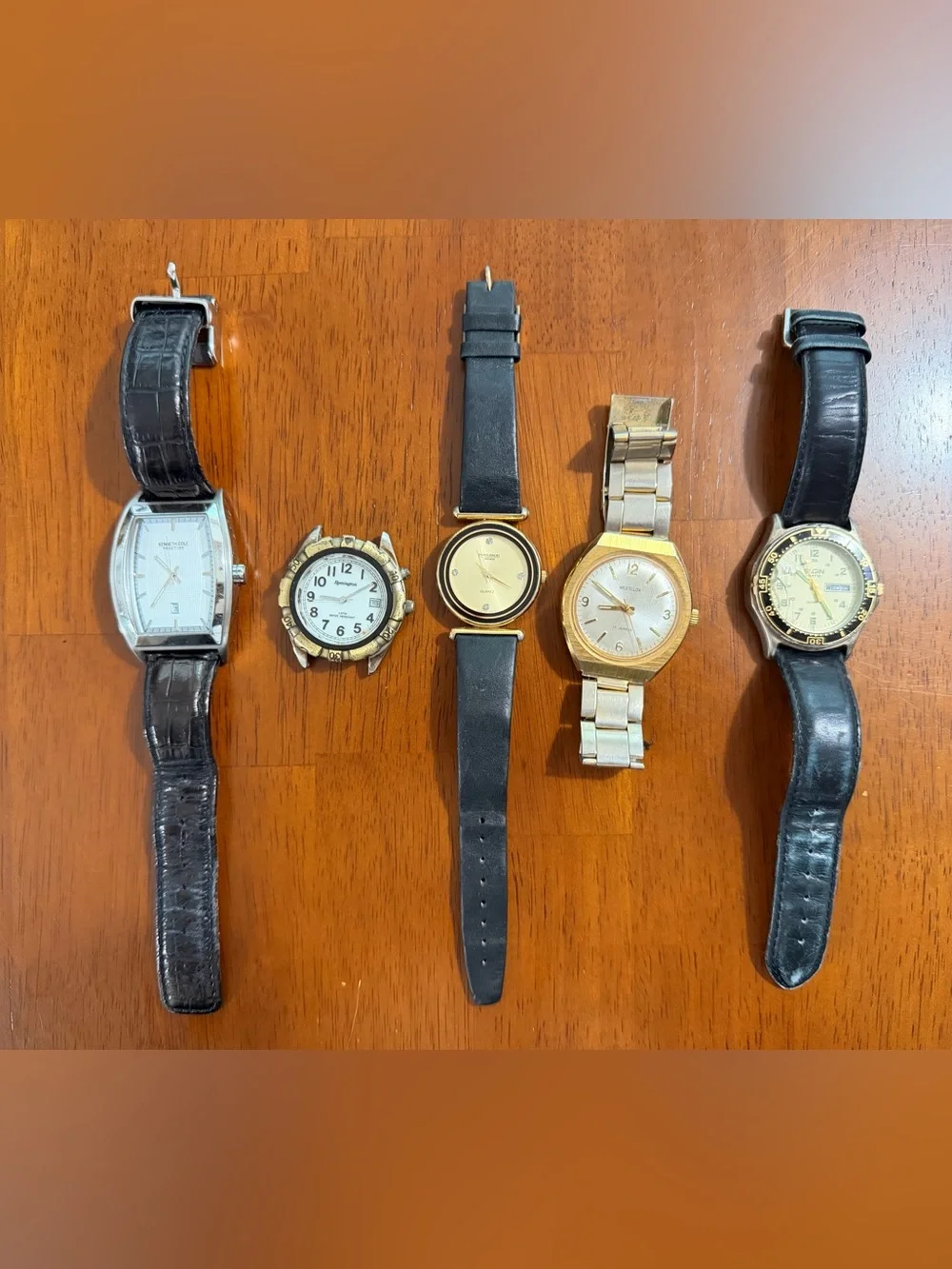 Vintage Watch Lot of 5 – Elgin, Westclox, Kenneth Cole, Precision Gruen & Reming